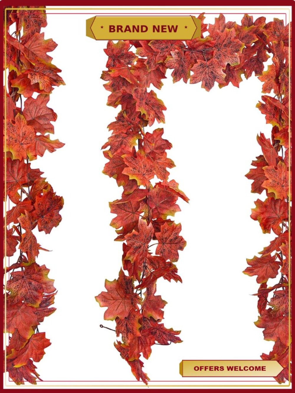 17ft Faux Maple Leaf Garland 2 Pack Fall Autumn Home Decor Halloween